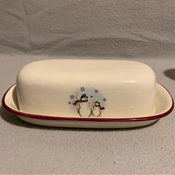 6 Piece Stoneware Set By Royal Season Christmas Table Top Set Snowman Open Box - Picture 4 of 5